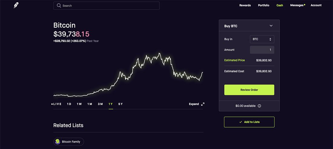 robinhood coinbase stock