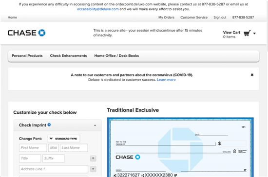 chase checkbook order