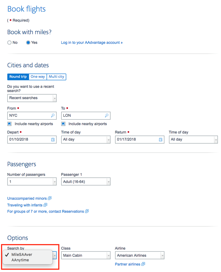 American Airlines Award Chart 2016