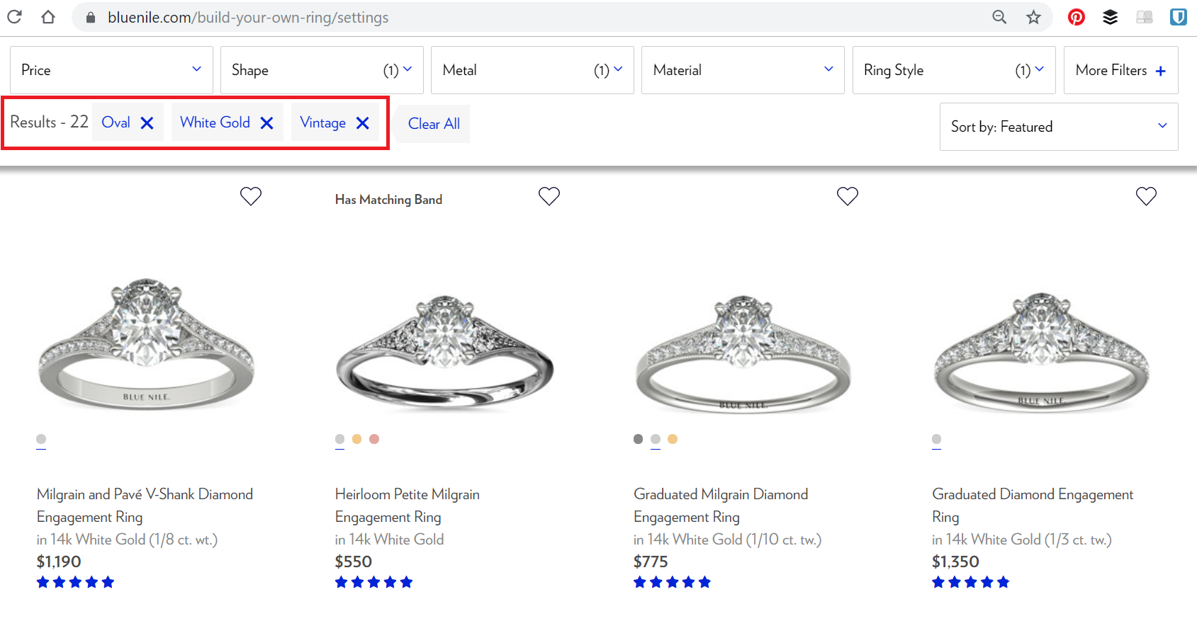 Blue Nile Diamond Chart