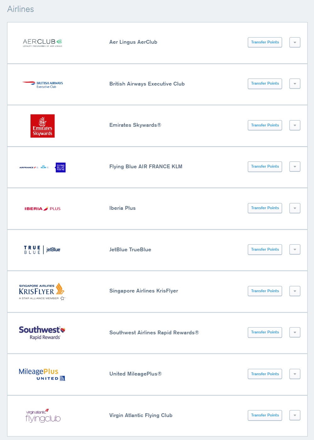 Delta Airlines Partner Award Chart